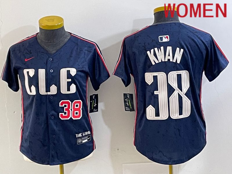 Women Cleveland Indians #38 Kwan Blue City Edition Nike 2024 MLB Jersey style 2->cleveland indians->MLB Jersey